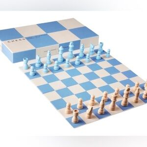 NEW Domani Home Play Chess Board Game Aesthetic Bookshelf Decor Blue NWT NIB